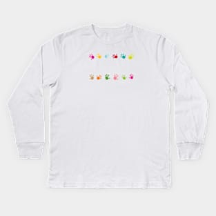 Colorful baby hand prints Kids Long Sleeve T-Shirt